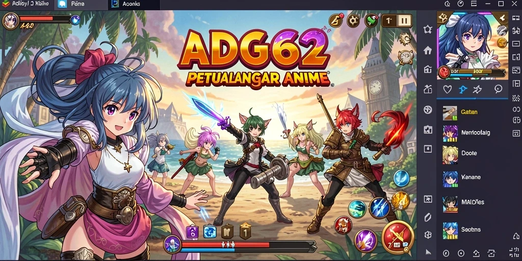 Screenshot gameplay ADG62 menampilkan aksi mendebarkan dalam dunia Anime.