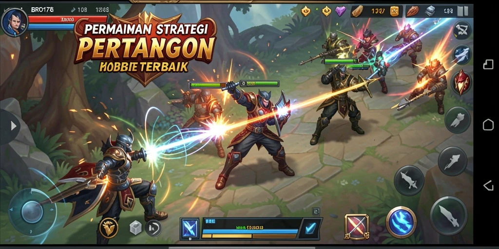 Screenshot gameplay BRO178 menampilkan pertempuran penuh strategi.