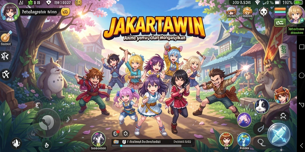 Tangkapan layar gameplay JAKARTAWIN menampilkan aksi seru di dunia anime.