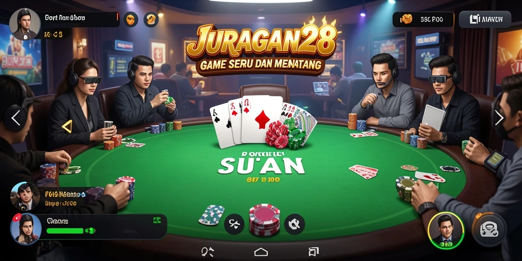 Screenshot utama JURAGAN28 menampilkan serunya gameplay Poker.