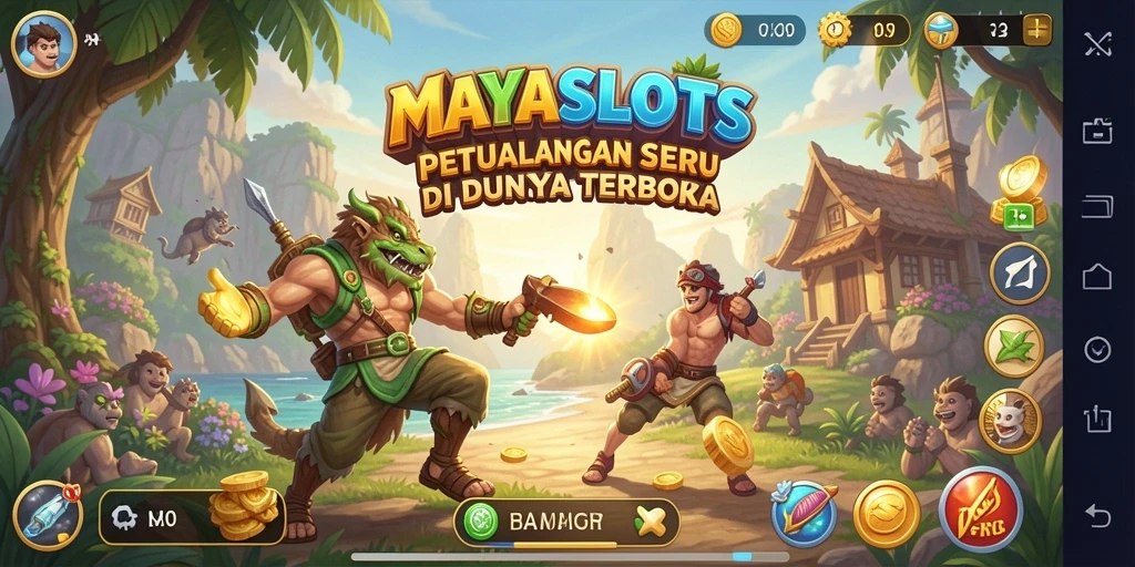 Screenshot gameplay <strong>MAYASLOTS</strong> menampilkan petualangan seru di dunia terbuka.
