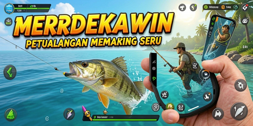 Tangkapan ikan yang megah dalam gameplay MERDEKAWIN.