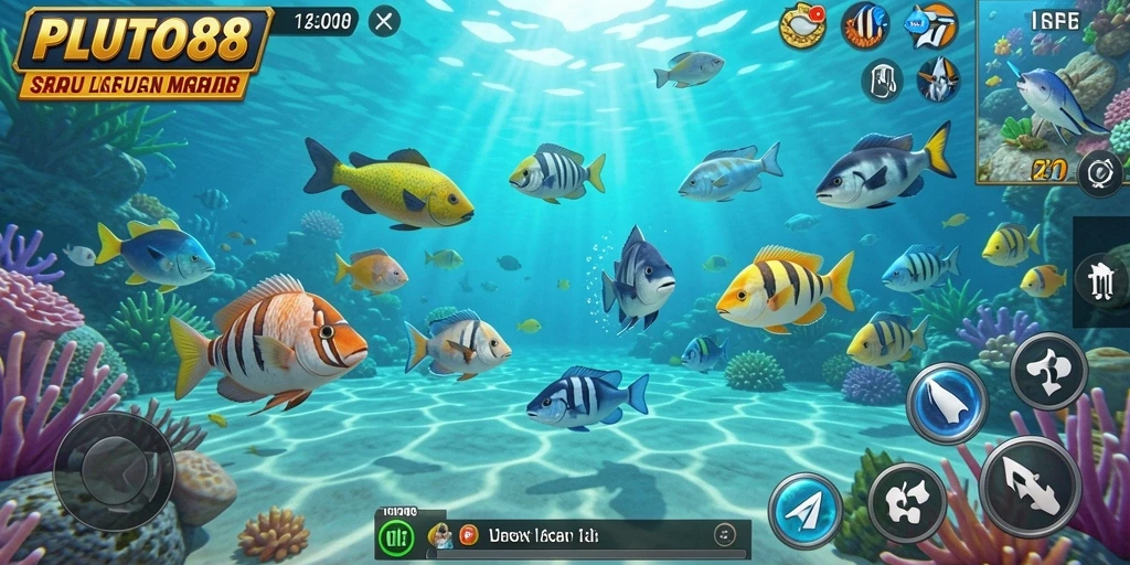Tampilan screenshot PLUTO88 menampilkan gameplay yang seru dari Tembak Ikan.