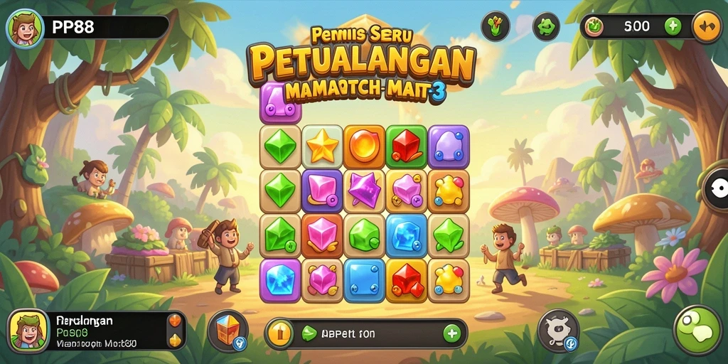 Screenshot gameplay PP88 menampilkan serunya mencocokkan batu permata.
