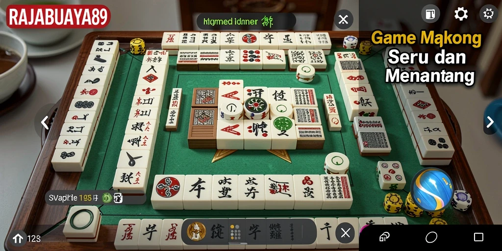 Tampilan screenshot RAJABUAYA89 dengan gameplay Mahjong yang menarik.