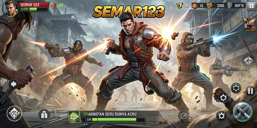 Tampilan utama gameplay SEMAR123 yang penuh aksi seru.