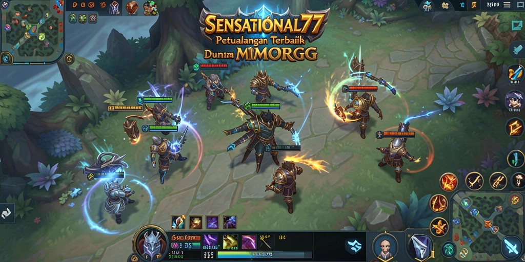 Screenshot gameplay SENSATIONAL77 menampilkan pertempuran seru dalam dunia fantasi.