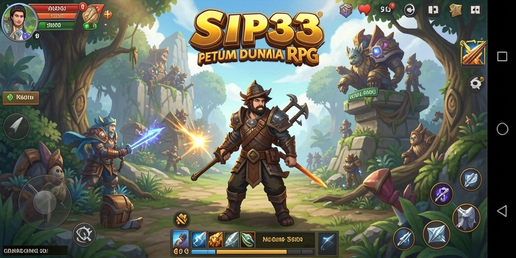 Tampilan gameplay SIP33 yang penuh aksi dan petualangan RPG.